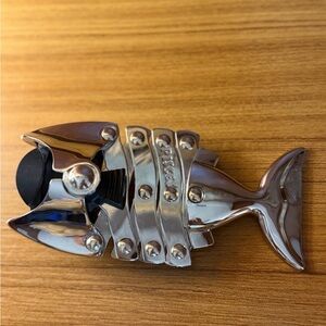 Lazy Fish Chrome Wine Bottle Opener Corkscrew Accordion Bar Kitchen Tool